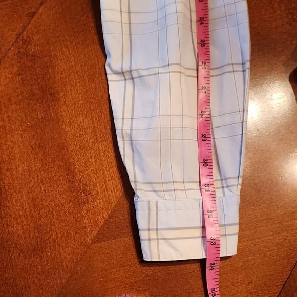 Perry Ellis 100% Cotton Button Down Casual Shirt, Medium, Blue & White Plaid - Picture 5 of 7